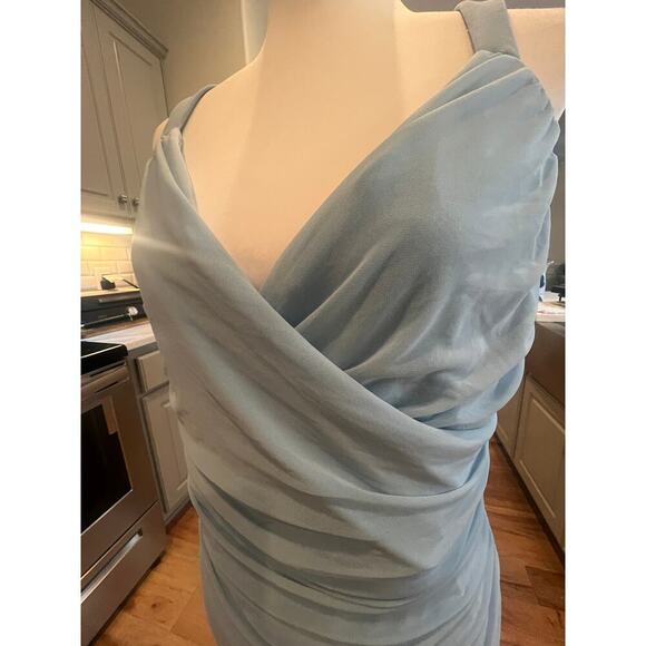 FASHION NWT CHIFFON SCRUNCH BABY BLUE KNEE LENGTH DRESS WOMENS XL - Picture 6 of 10